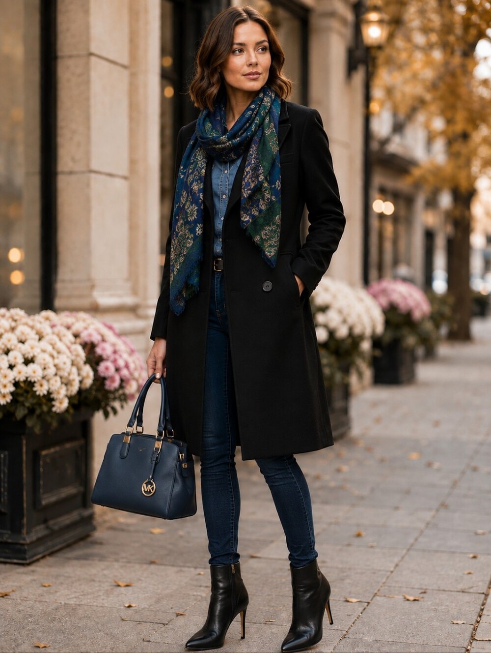 GAP Timeless Tailored Wool Blend Coat | Black Double Breasted |LgPetite|Like New - Picture 3 of 9